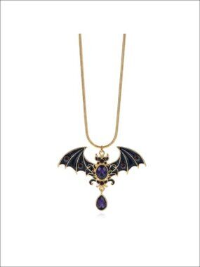 Gothic Bat Ghost Pendant Necklace Snake Chain Halloween Cosplay